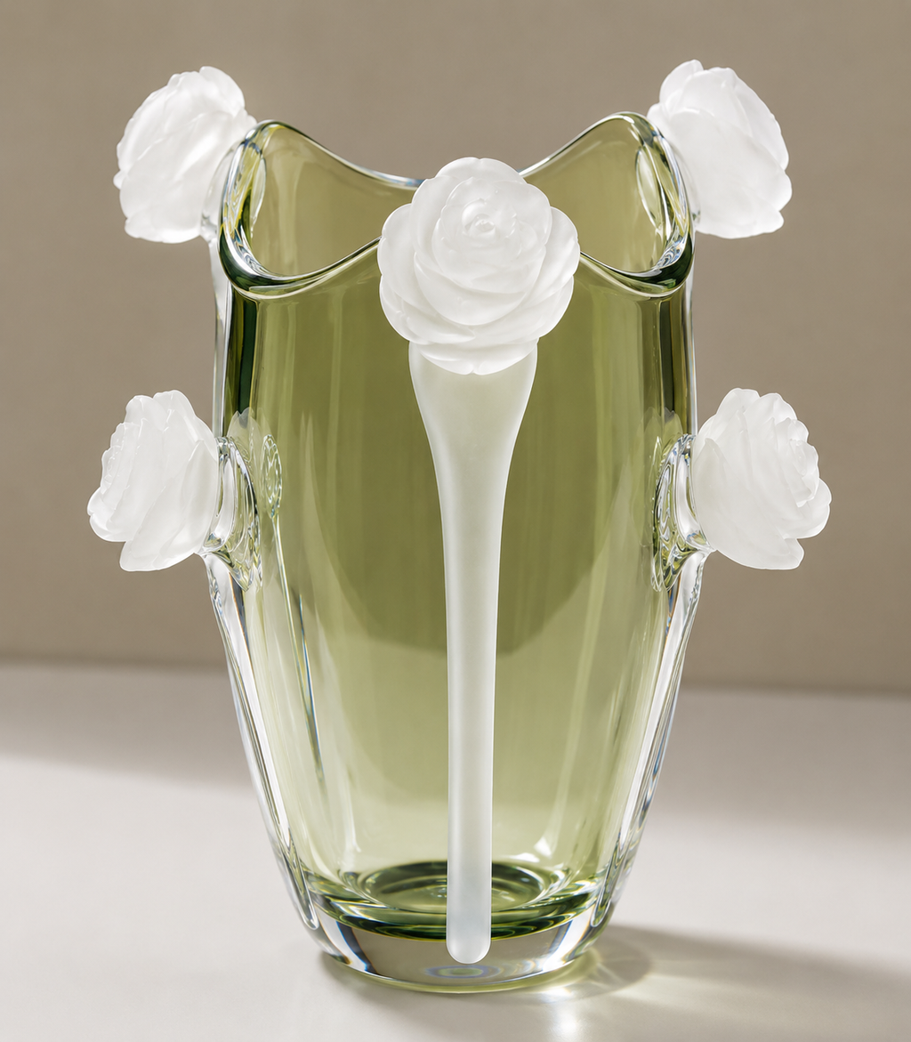 Elegant Floral Art Glass Vase. Item No. WS.26-151