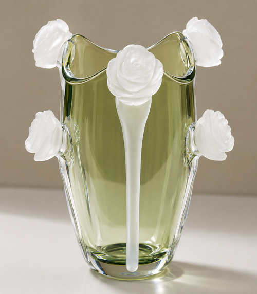Elegant Floral Art Glass Vase.
