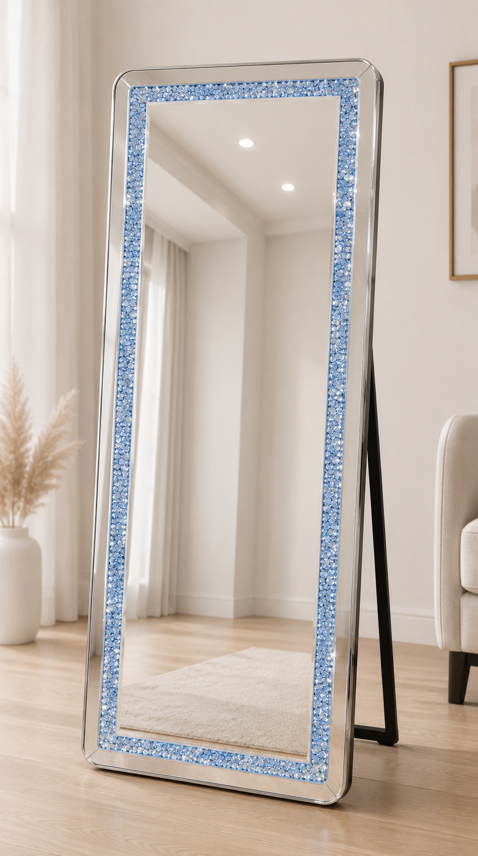 Luxury Crystal LED Freestanding Full-Length Mirror – 70 × 170 cm