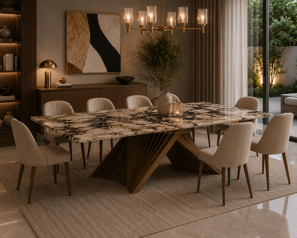 Modern Luxury Marble Dining Table  Size: 200 × 100 cm. Item No: 8830#8800-1