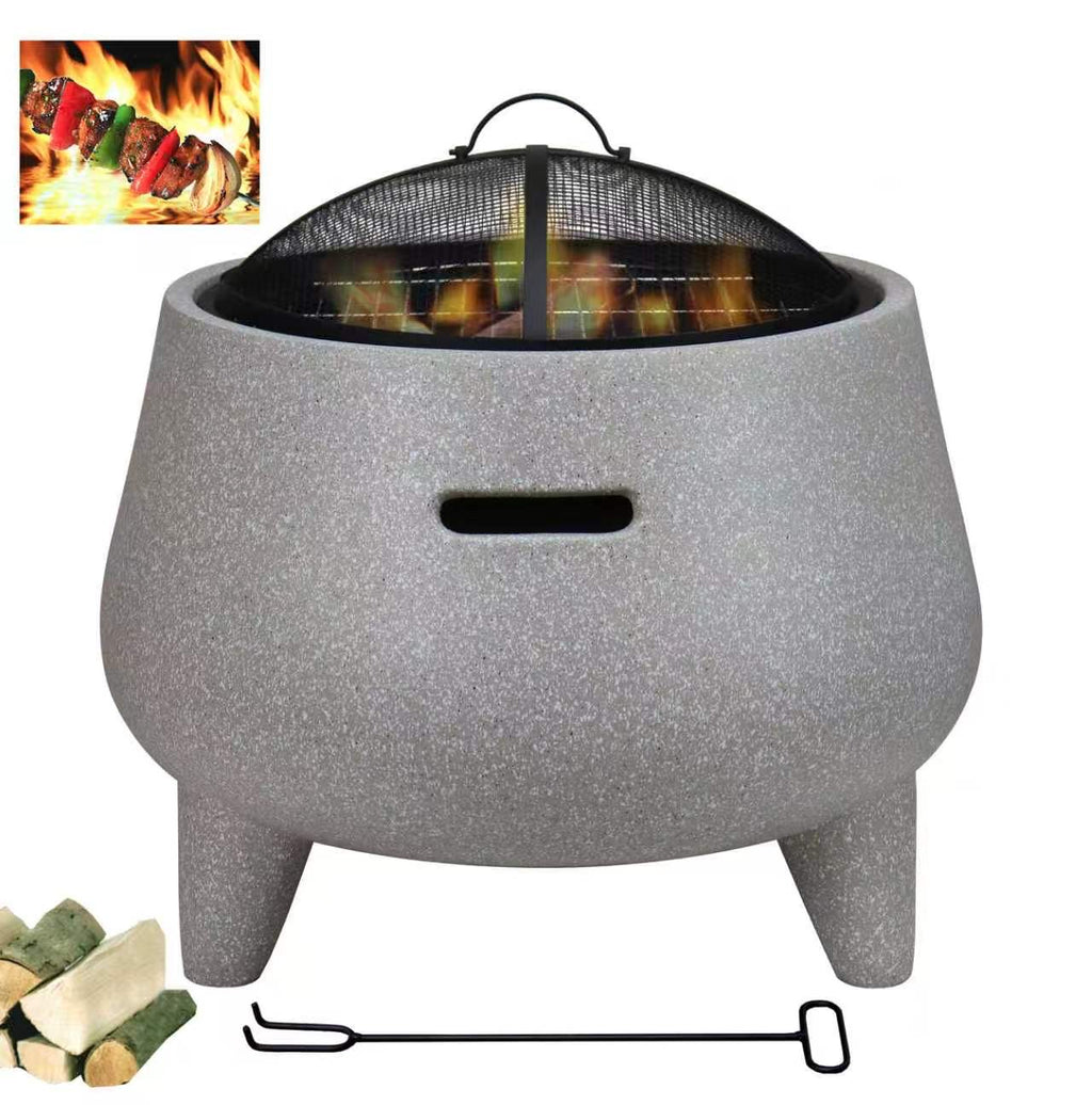 Sculpted Stone Fire Pit – Magnesium Oxide Finish (60-60-53cm)