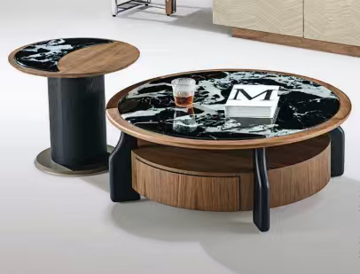 DARA Nero Marble Nesting Coffee Table Set