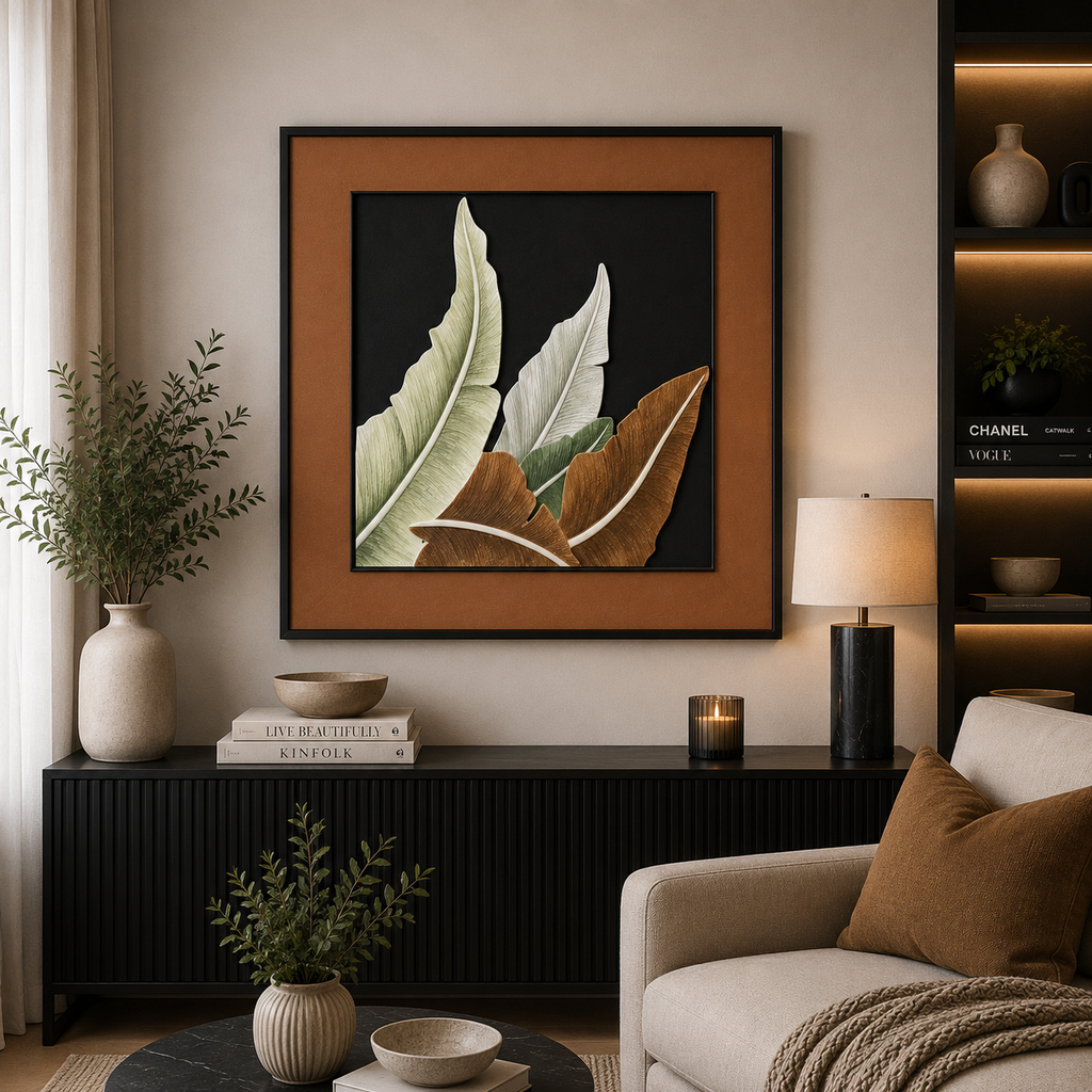 Botanical Resin Leaf Wall Art – 80 × 80 cm. Item No: LY-164
