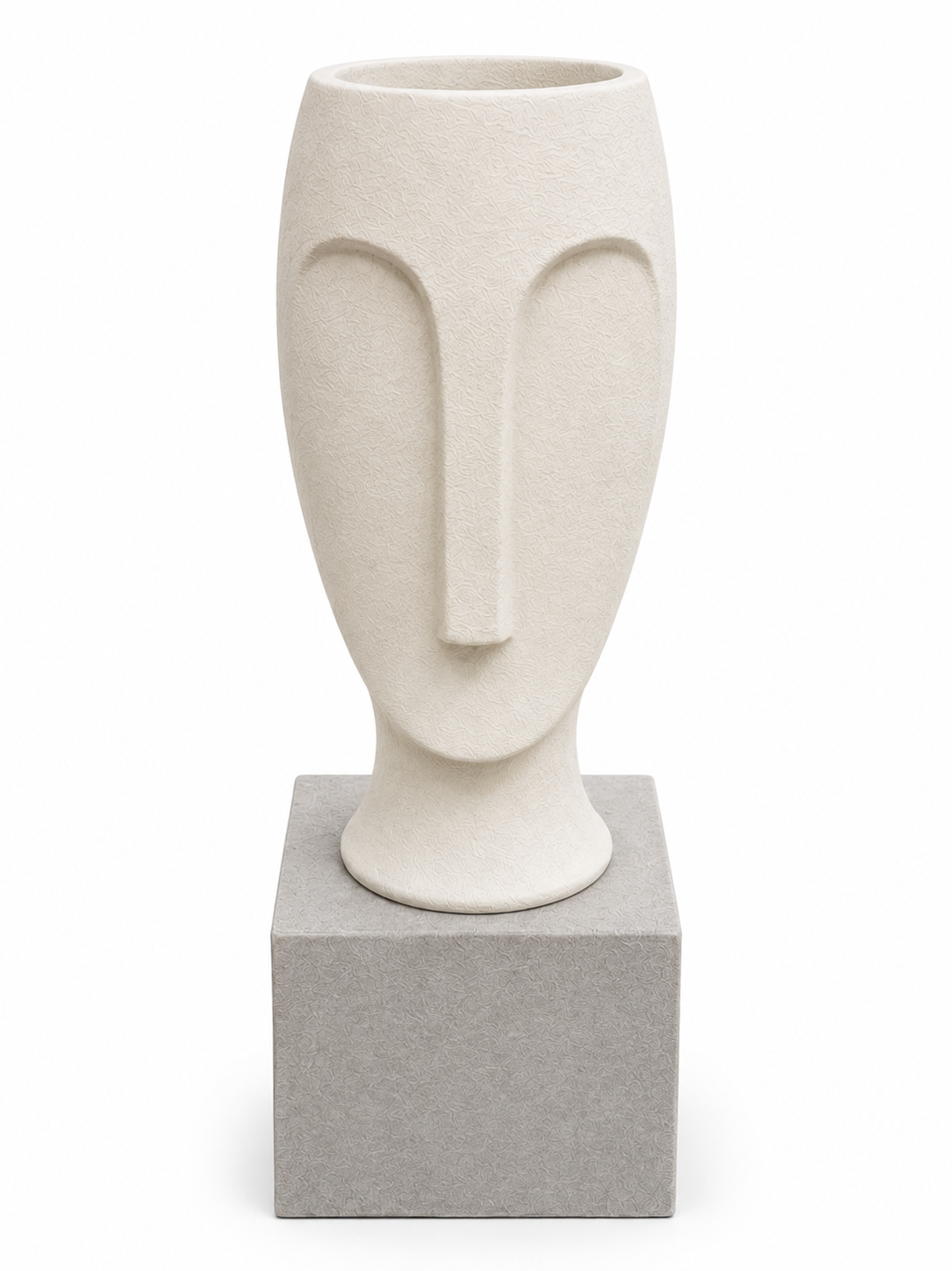 Modern Face Resin Planter on Pedestal – Indoor & Outdoor Decorative Pot | 34 × 107 cm