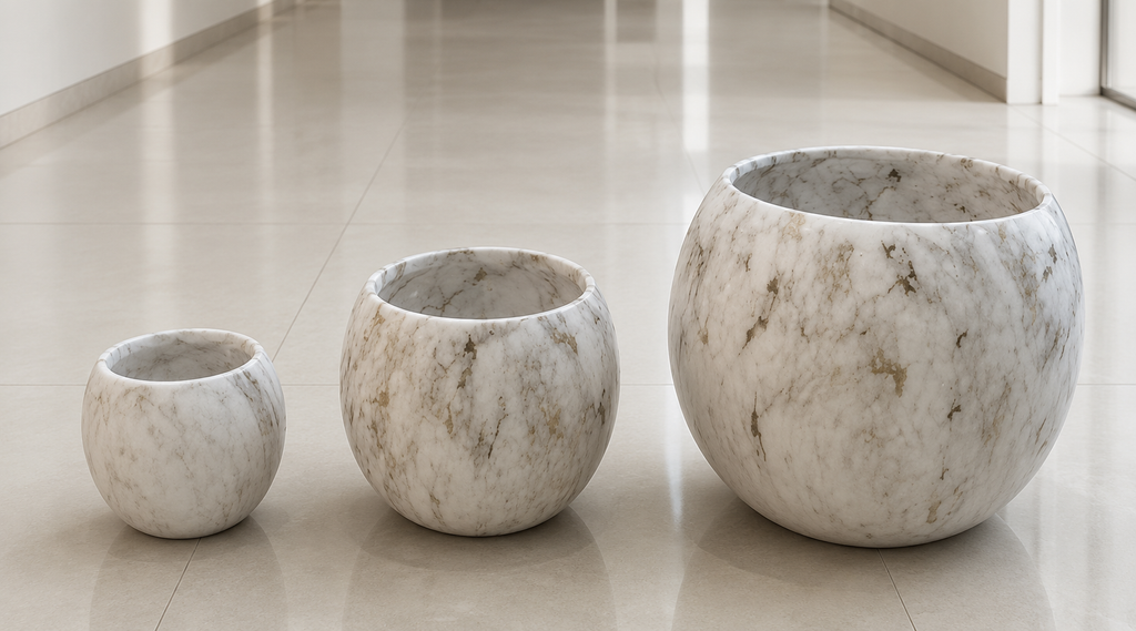 Resin Pots Set of 3 – Marble Look Finish   Item No: Ws.26-136