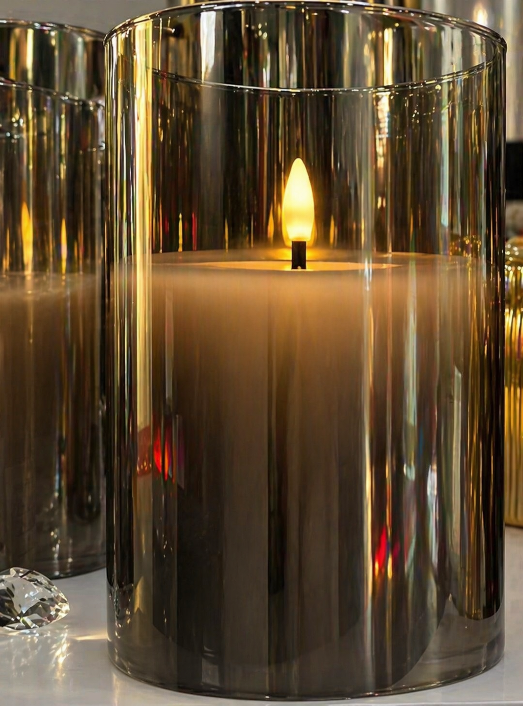 Smoked Glass Candle Holder Set – 7.5-10cm & 7.5-12.5cm