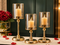 Luxe Gold Candle Holder Trio – Glass Cylinder Set