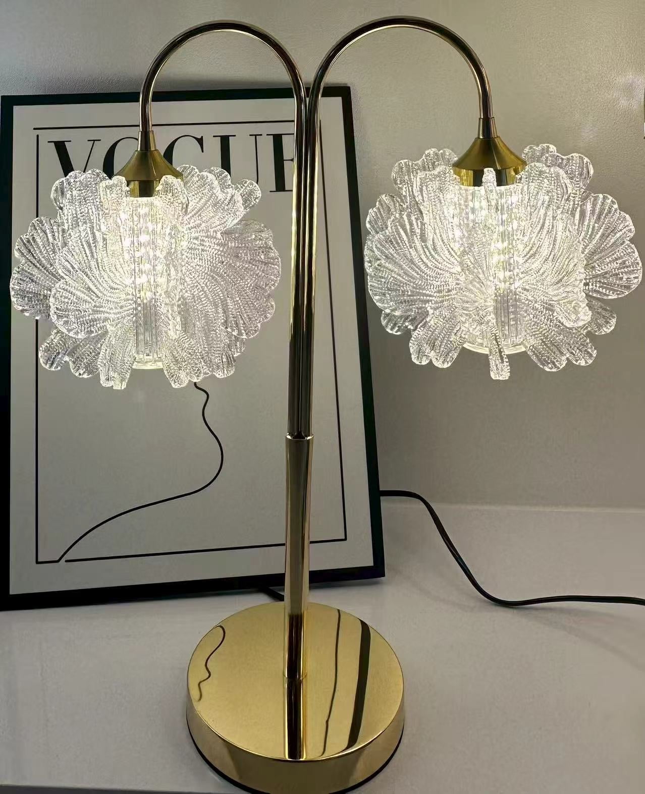 Dual Glass Bloom Table Lamp – Gold Modern Luxe