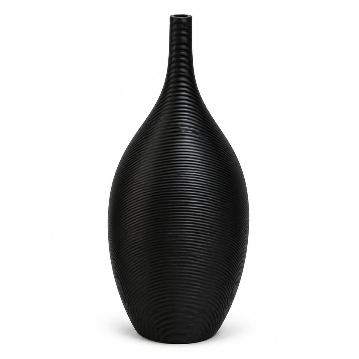 Modern Tall Ribbed Resin Floor Planter – Matte Black | Indoor & Outdoor | 38 × 100 cm