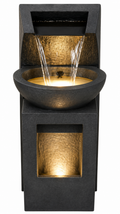 AuraFlow LED Indoor Water Fountain – 35/35/103cm. Minimalist flowing water décor with warm ambient lighting.