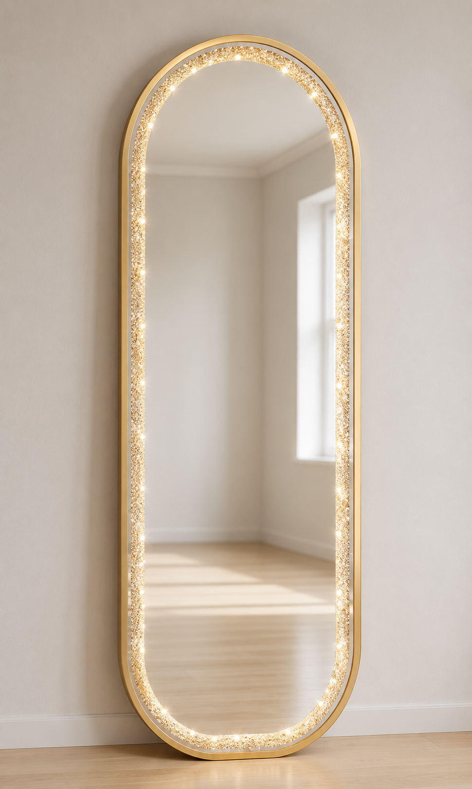 Luxury Crystal LED Wall Mirror – 70 × 170cm