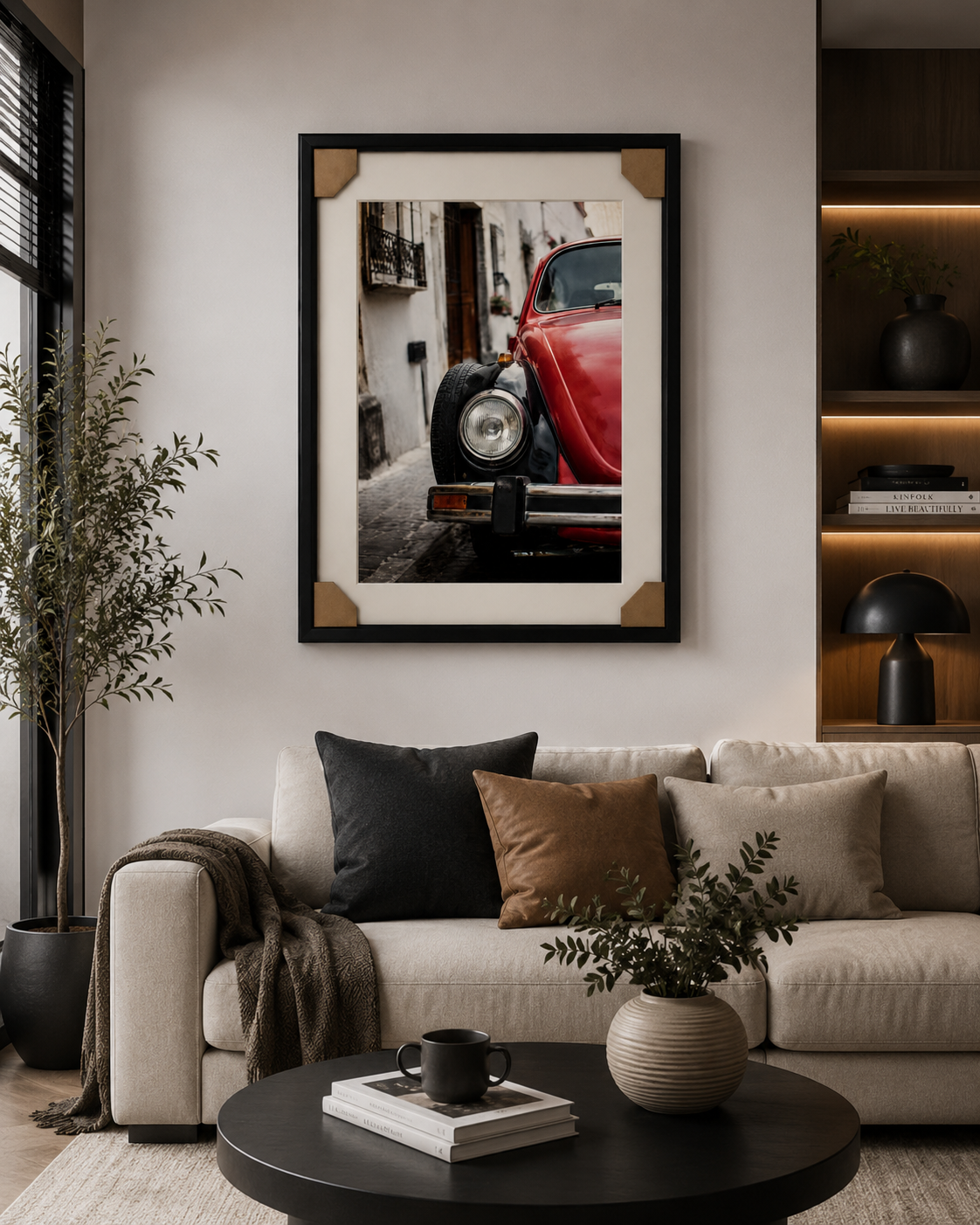 Vintage Red Car Wall Art – 40 × 50 cm. Item No: kz-004