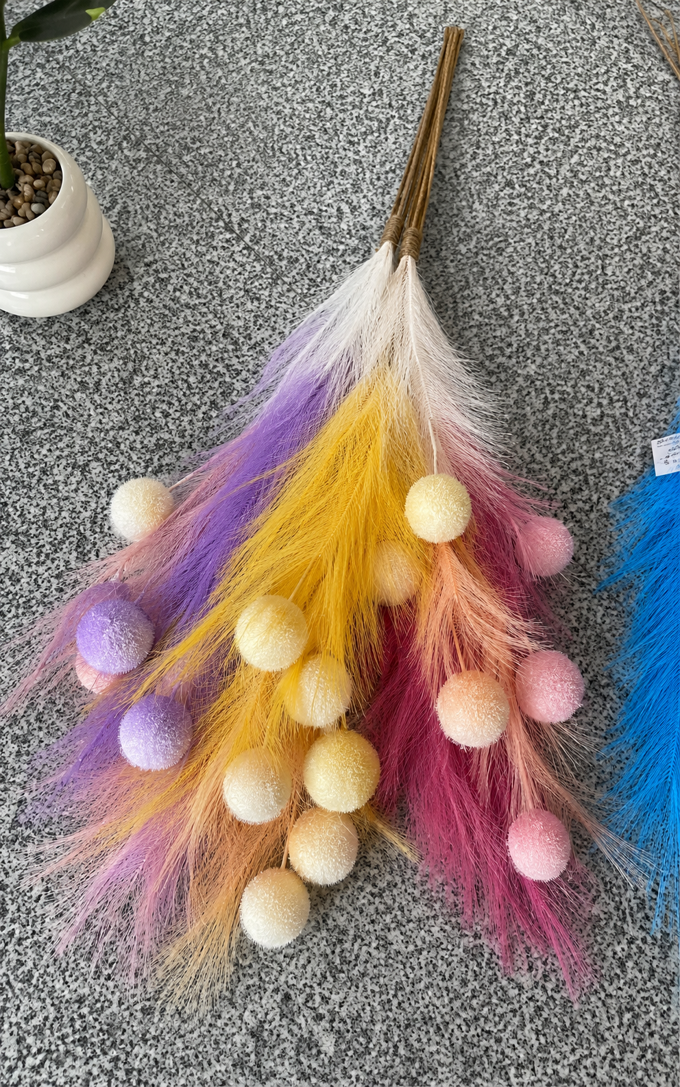 Multicolour Artificial Pampas Ball Bouquet