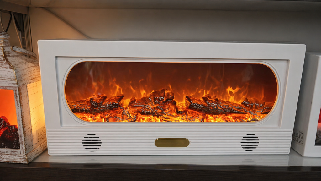 Luxe Flame Bluetooth Fireplace – USB Ambient Speaker
