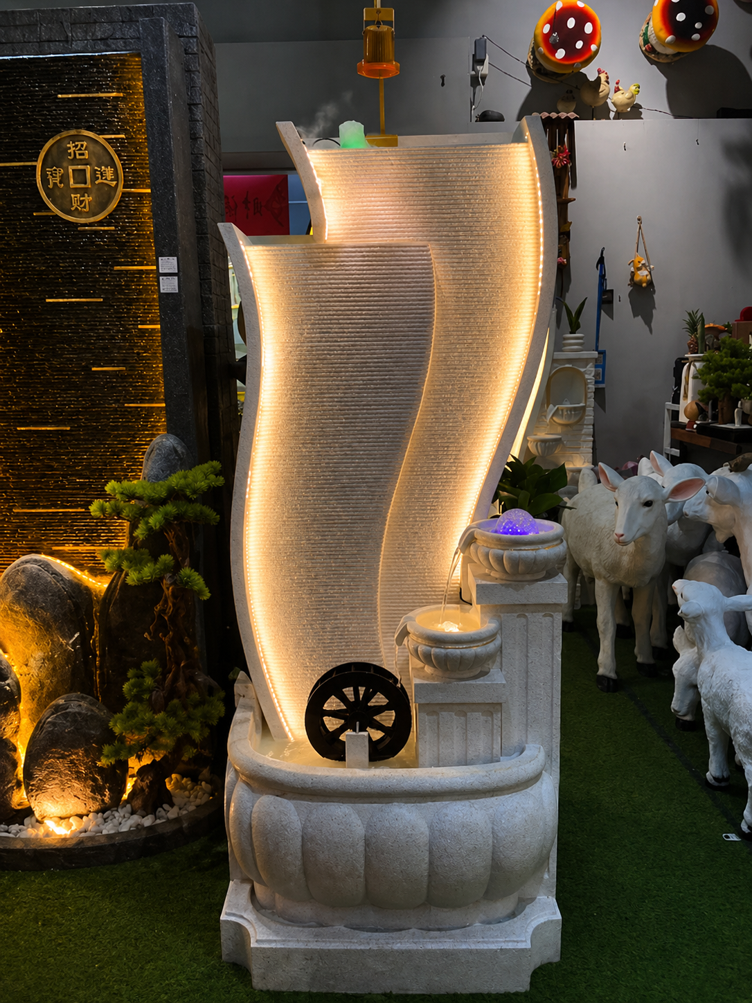 Luxury LED Cascade Sail Water Fountain – Indoor Statement Water Feature  66/42/195cm