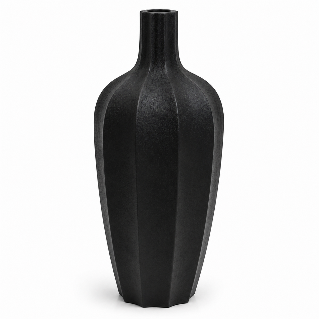 Modern Faceted Black Resin Planter Pot – 36 × 90 cm
