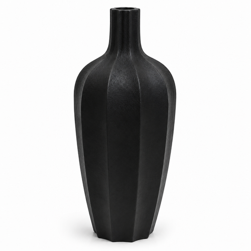 Modern Faceted Black Resin Planter Pot – 36 × 90 cm