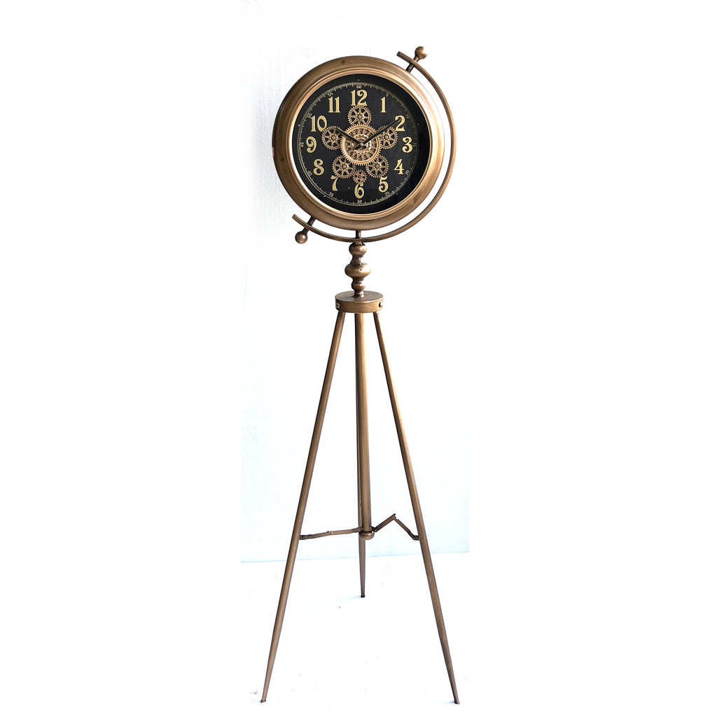 Atlas Tripod Floor Clock – Antique Gold Finish (156-51-47cm)