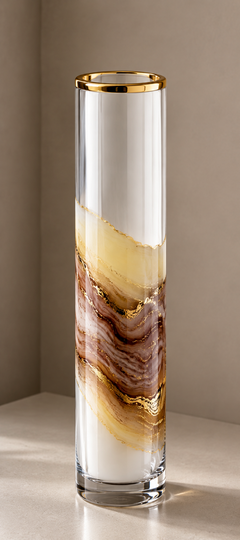 Tall Decorative Glass Vase – Modern Marble Design. Item No: WS.26-157L