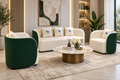 Modern 1–3–1 Sofa Set – Cream & Green