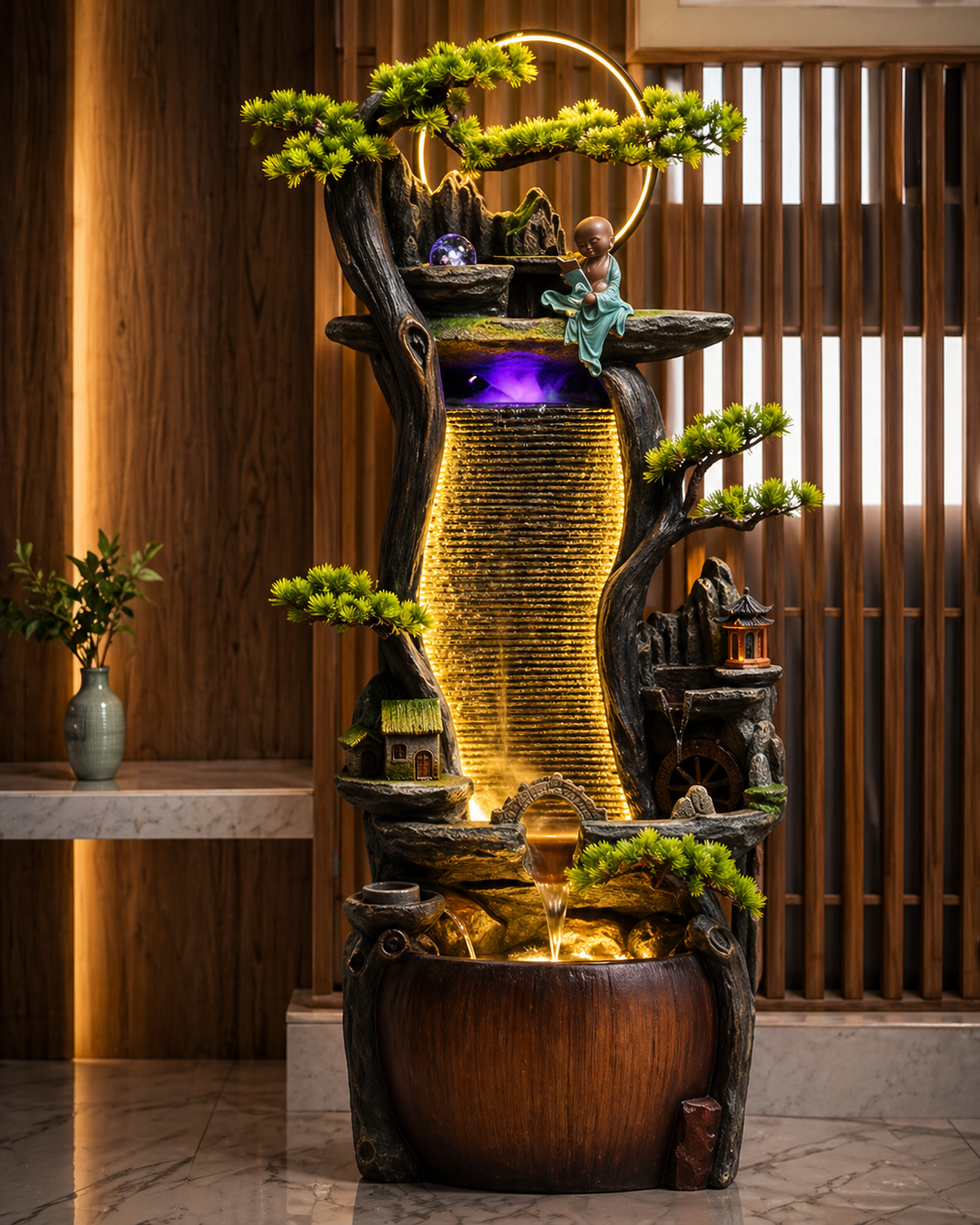 Zen Harmony LED Indoor Water Fountain – 168cm Statement Feature