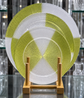 Green & Clear Textured Glass Serving Plates – Set of 3