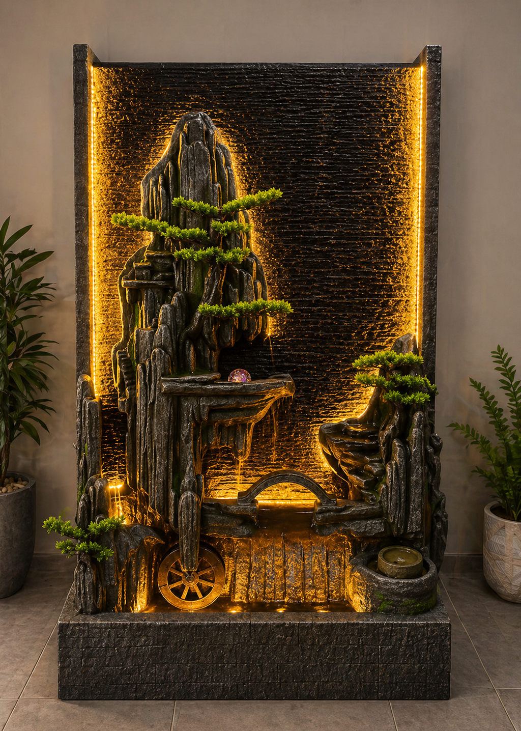 DARA Mountain Cascade LED Water Feature Fountain. ITEM NO: 8892