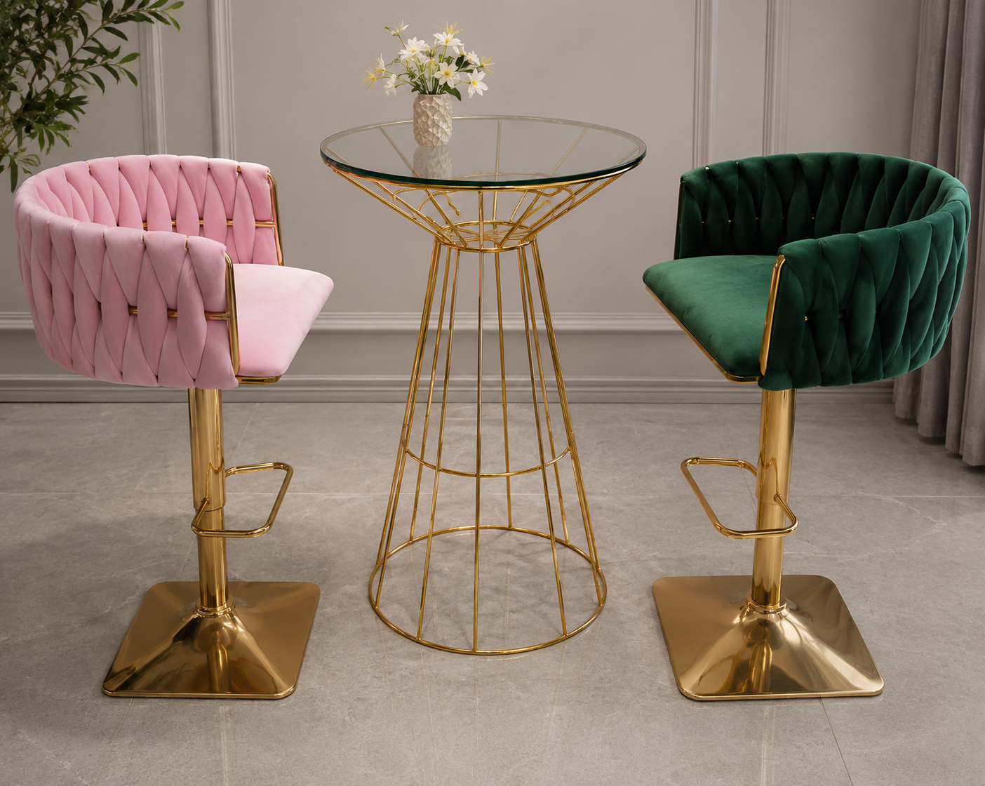 Modern Luxury Bar Table & Stool Set (3 Piece Set) Item No: D06-T44