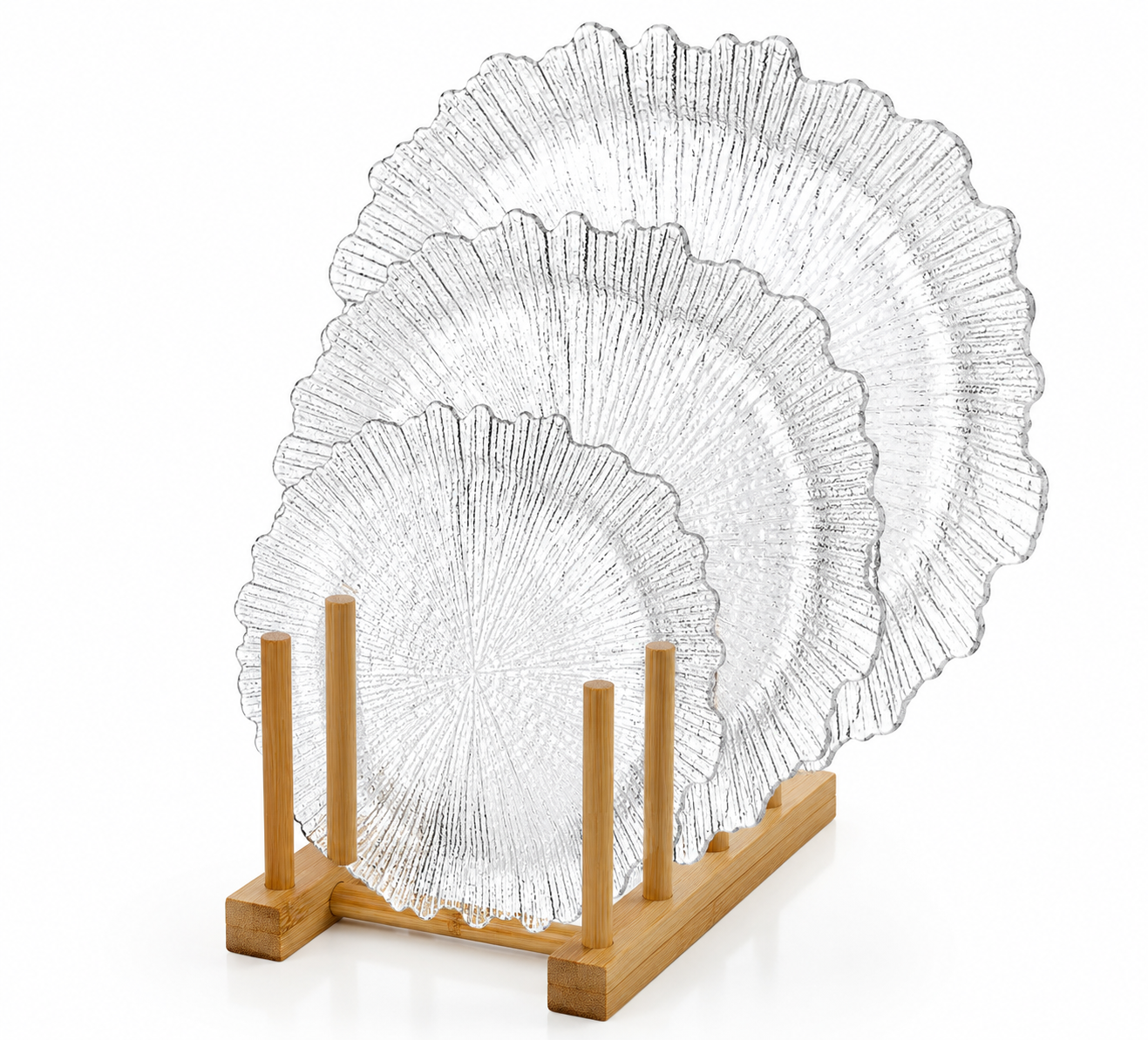 Textured Clear Glass Serving Plates – Set of 3