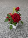 Artificial Red Rose Potted Arrangement