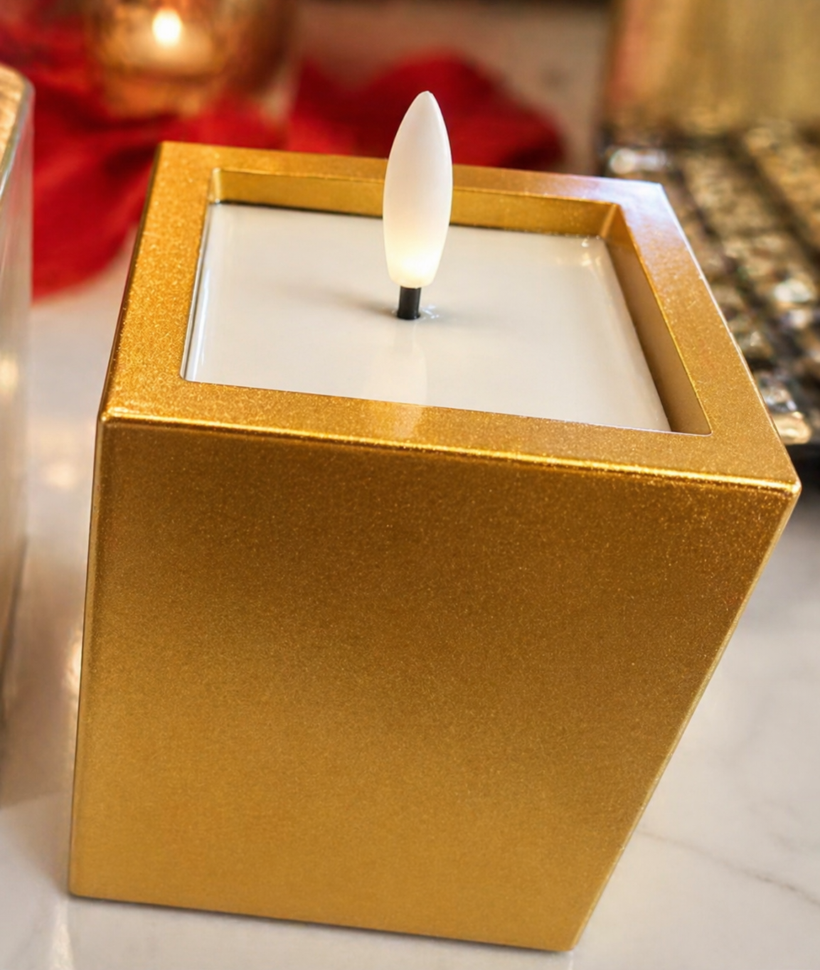 gold colour LED Flame Candle Holder – 8-10cm. ITEM NO: WS-025