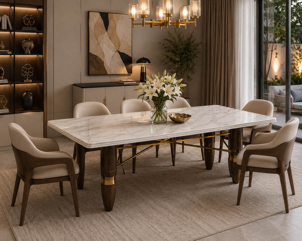 Modern Luxury Marble Dining Table  Size: 180 × 90 cm. item No : A26#sy8516