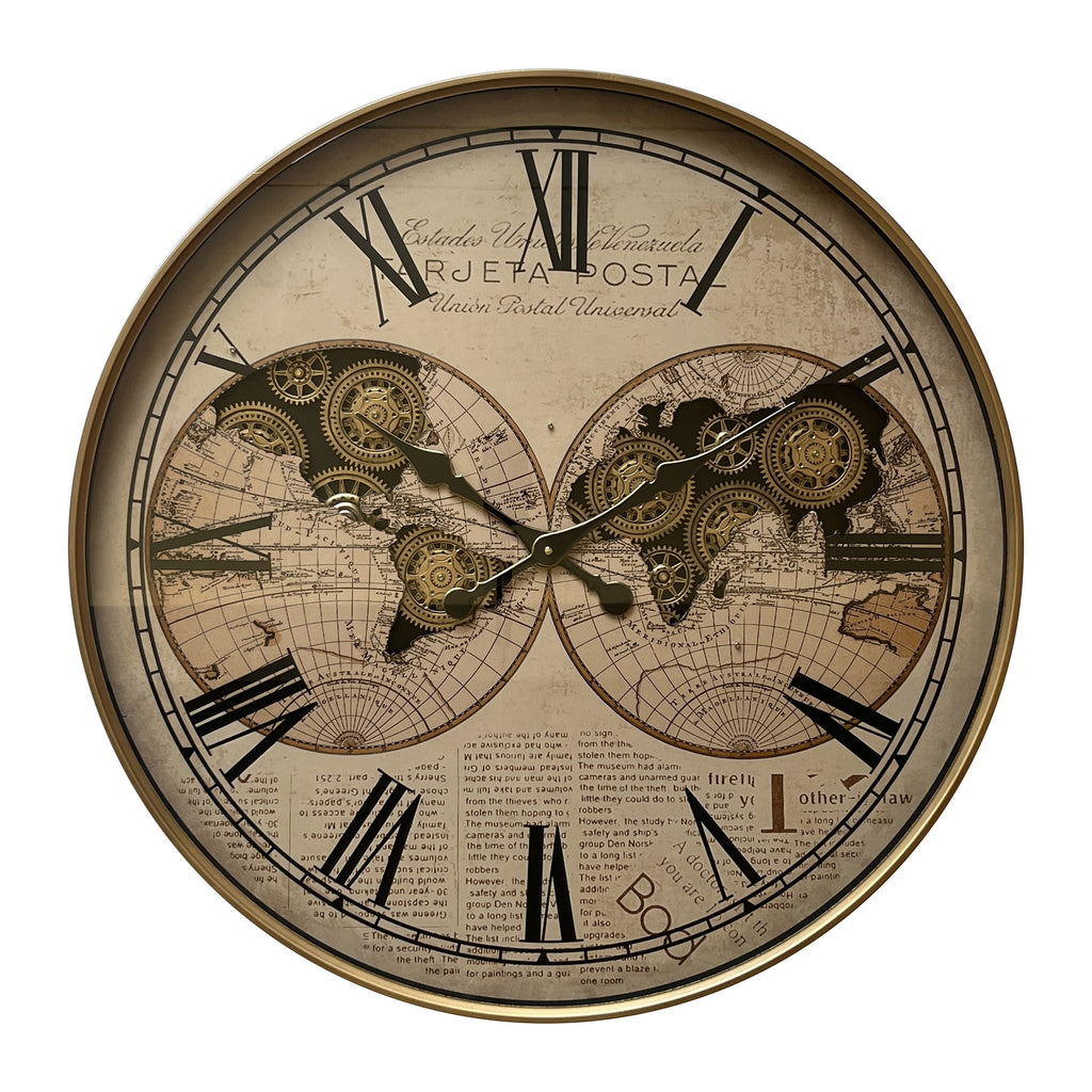 Vintage World Map Wall Clock – Classic Antique Design (80-80-8cm) Item No: 72274