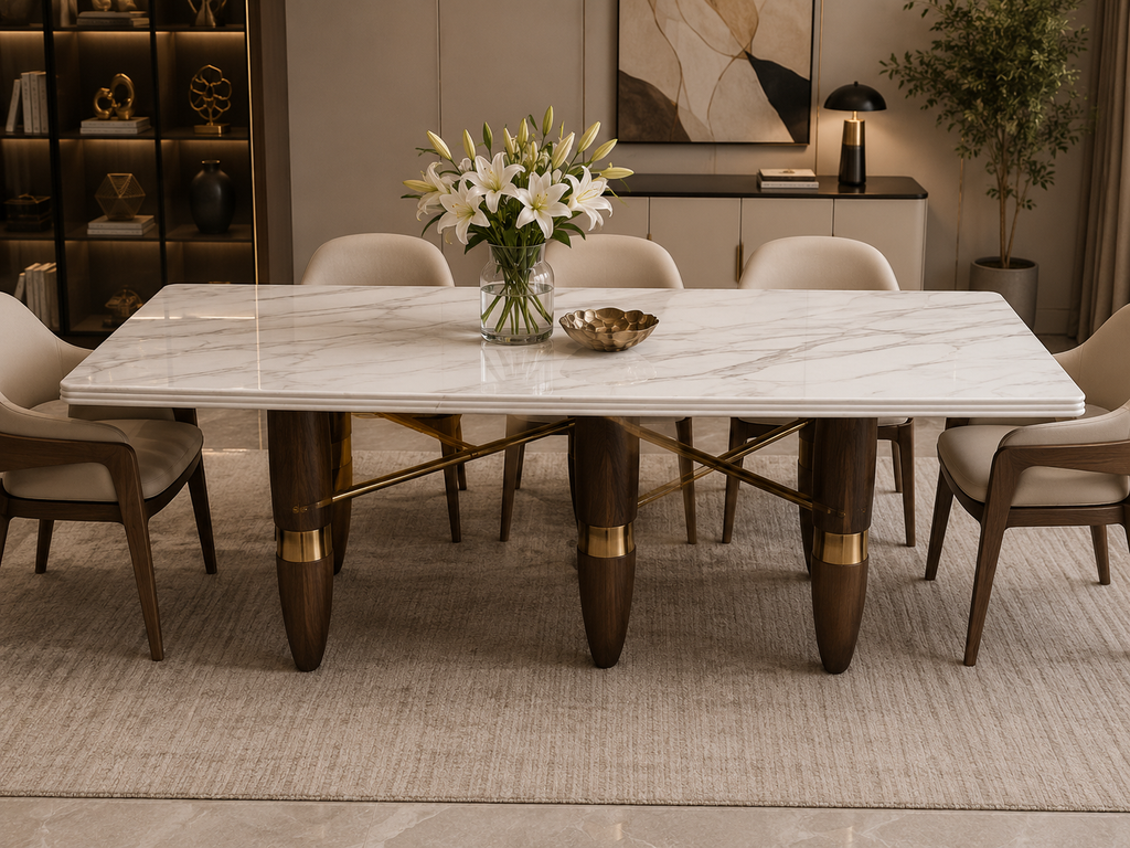 Modern Luxury Marble Dining Table  Size: 180 × 90 cm. item No : A26#sy8516