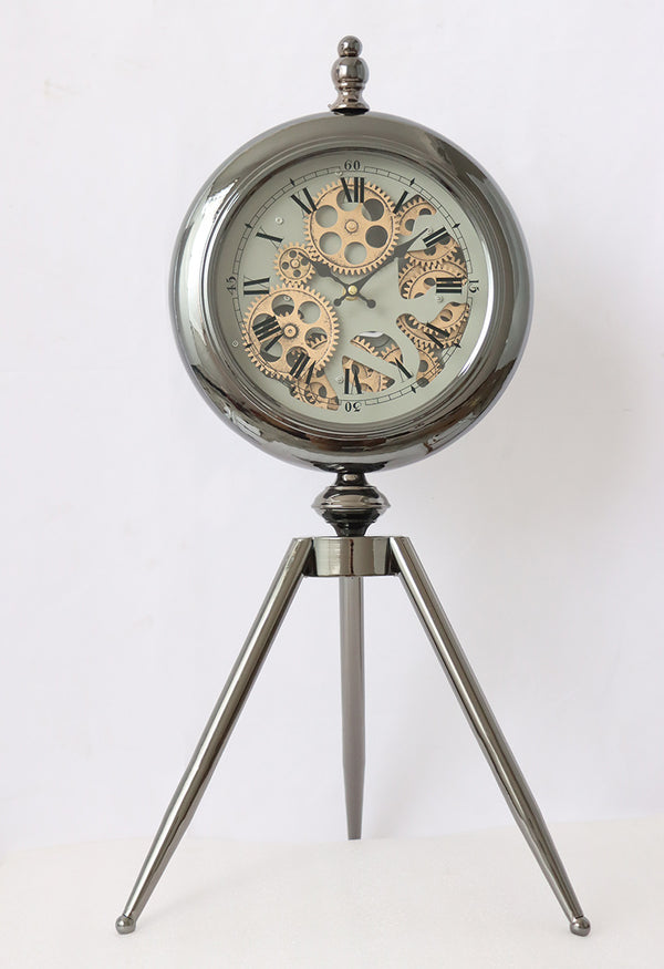 Modern Tripod Table Clock – Chrome Luxury Design (68-32-32cm)