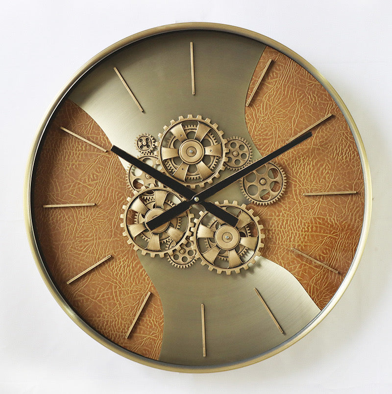 Orion Gear Wall Clock – Brushed Gold & Textured Bronze (59-59-8cm)