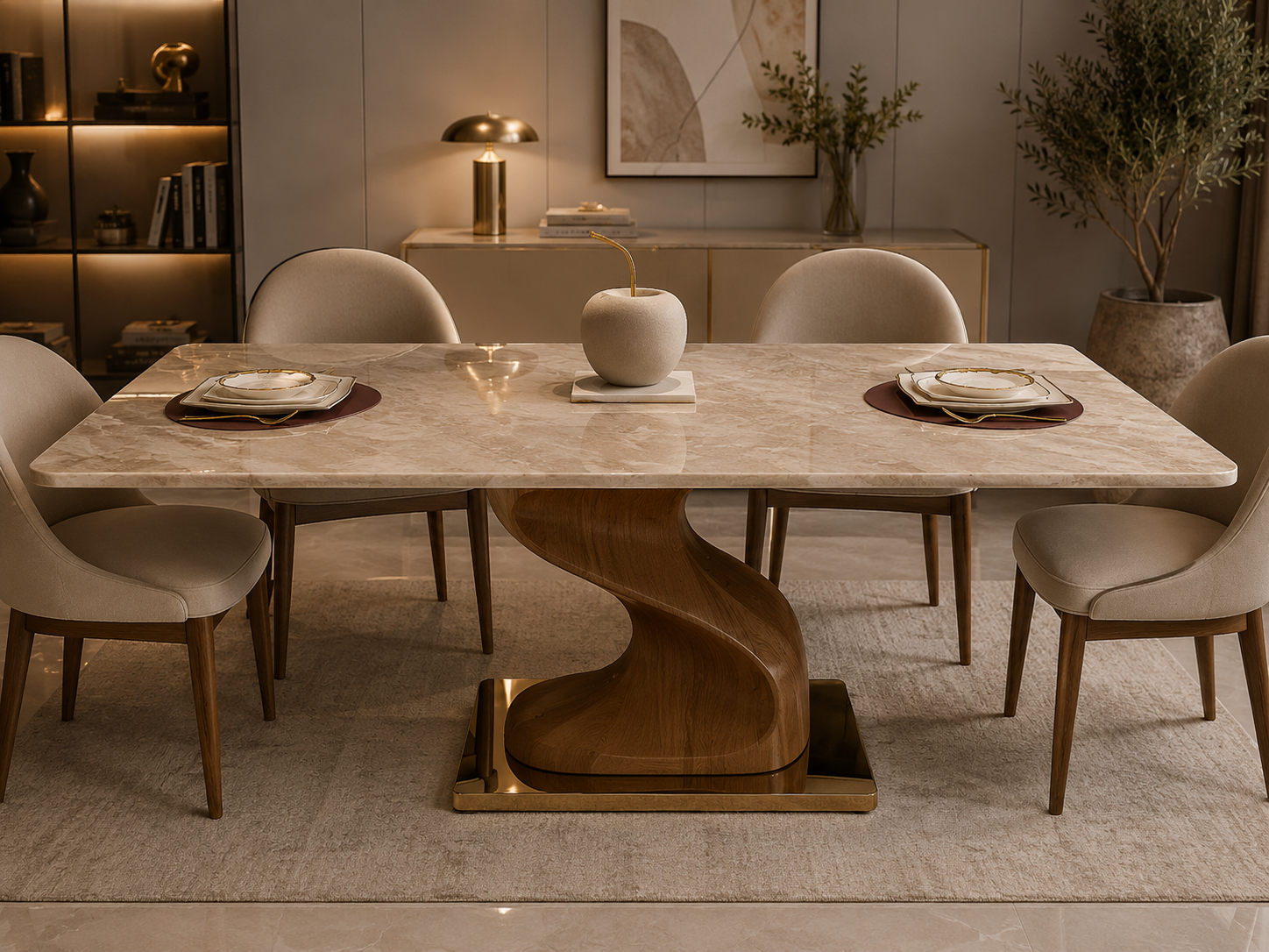 Modern Luxury Marble Dining Table  Size: 180 × 90 cm. Item No: 750#8939-1