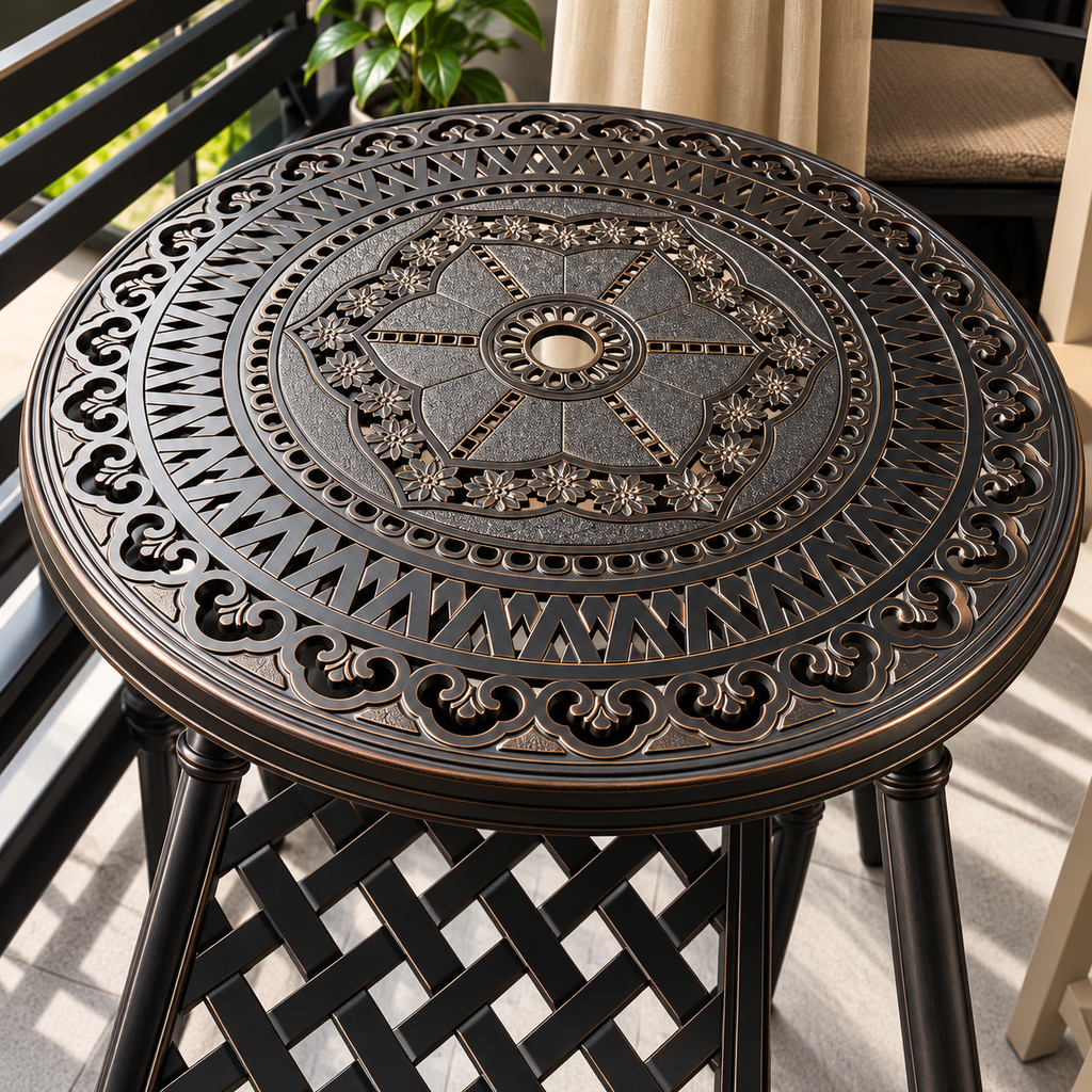 Premium Cast Aluminium Round Outdoor Table – 80 cm