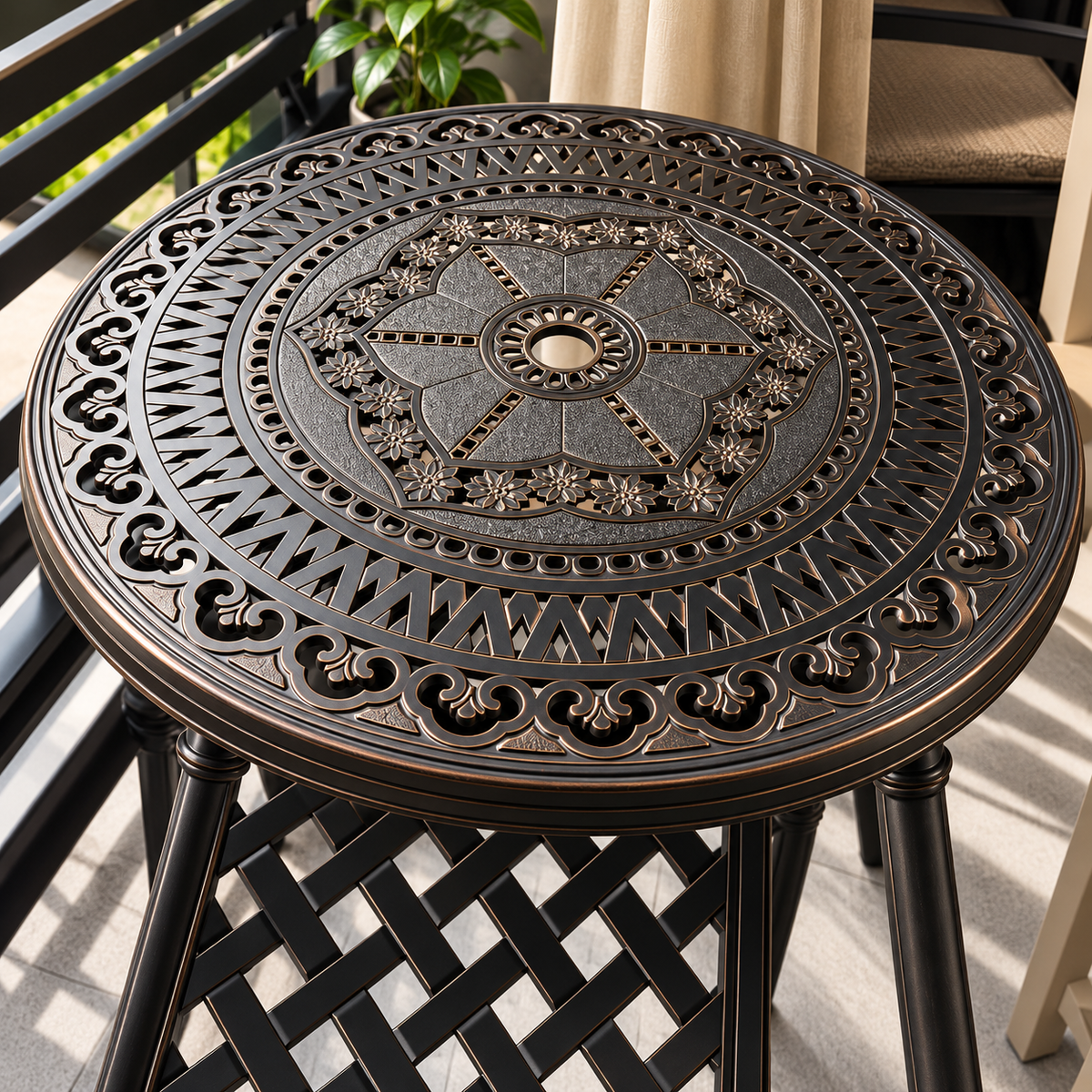 Premium Cast Aluminium Round Outdoor Table – 80 cm