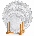 Scalloped Textured Clear Glass Serving Plates – Set of 3