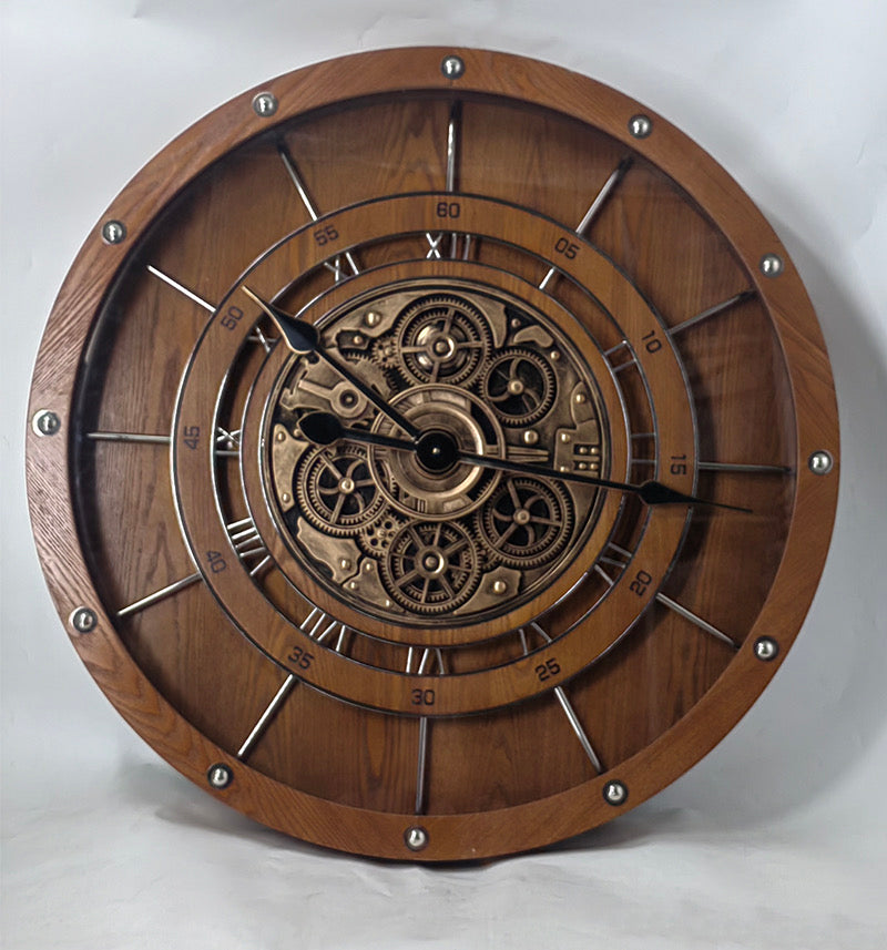 Rustic Gear Wall Clock – Wooden Industrial Design (80-80-11cm) Item No: 75060