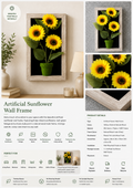 Artificial Sunflower Wall Frame – Decorative Floral Wall Art