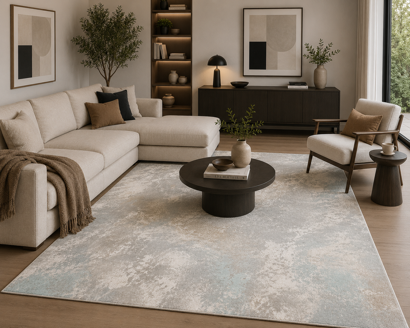 Modern Abstract Coastal Area Rug – 150 x 230cm. ITEM NO: JKCR
