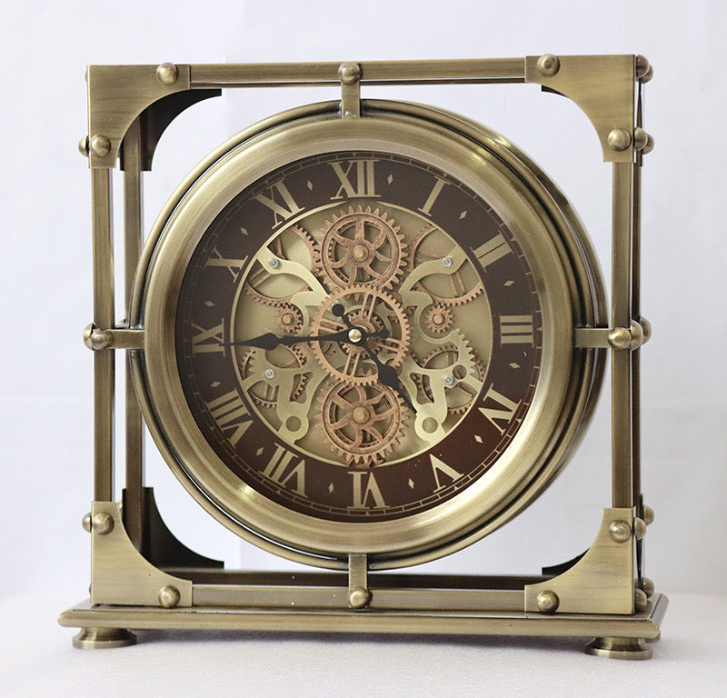 Industrial Gear wall/ Table Clock – Vintage Brass Statement Piece (32-30-9cm) Item No: 75087