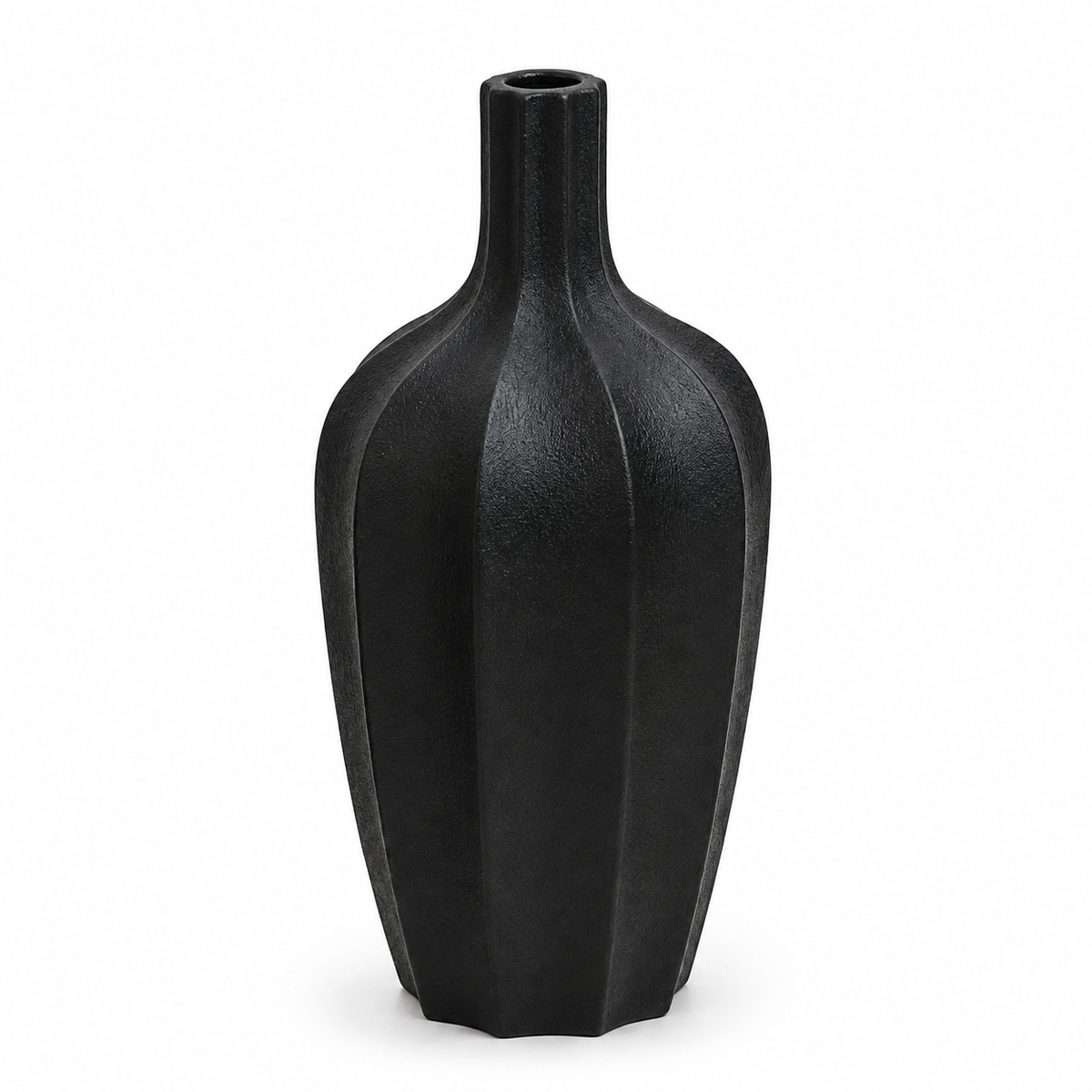Modern Faceted Resin Planter – Black (36 × 71 cm)