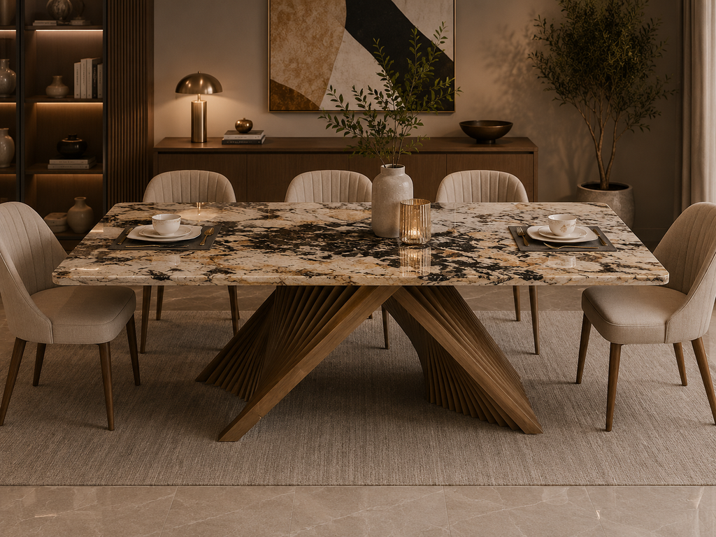 Modern Luxury Marble Dining Table  Size: 200 × 100 cm. Item No: 8830#8800-1