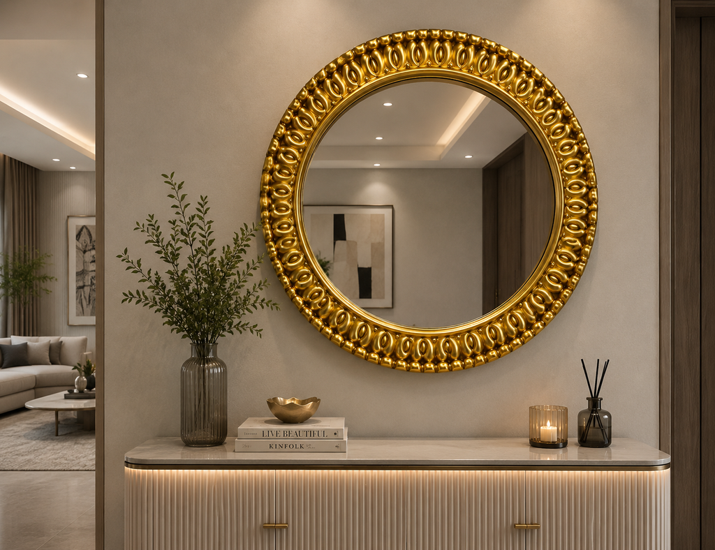 Classic Round Gold Wall Mirror