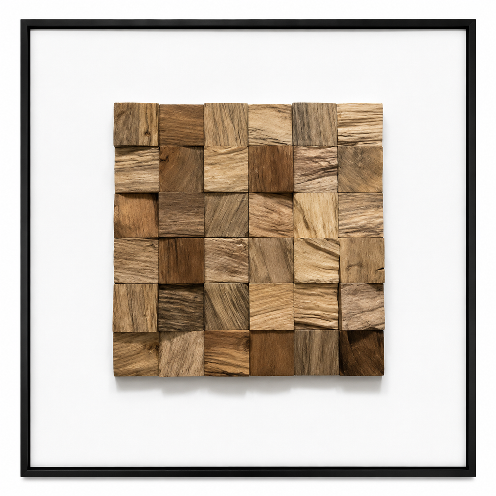 Wood-Look Resin Mosaic Wall Art – 80 × 80 cm. Item No: LY-030