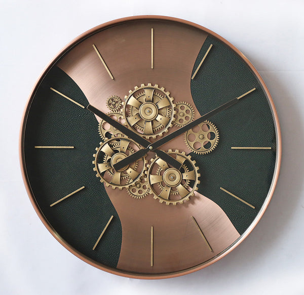 Modern Art Gear Wall Clock – Copper & Black Design (59-59-8cm)