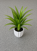 Artificial Green Striped Potted Plant – White Pot